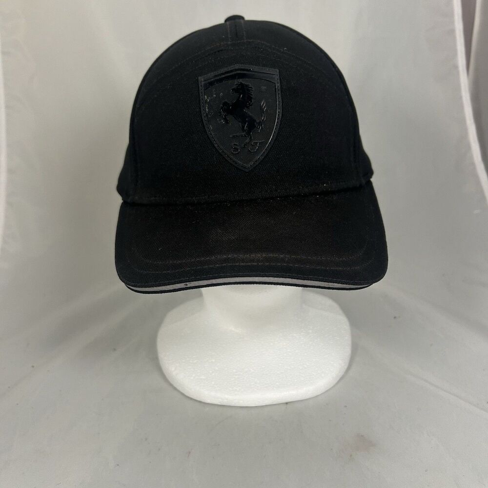 Puma Ferrari SE Logo Black Adjustable Cotton Cap Embroidered Hat